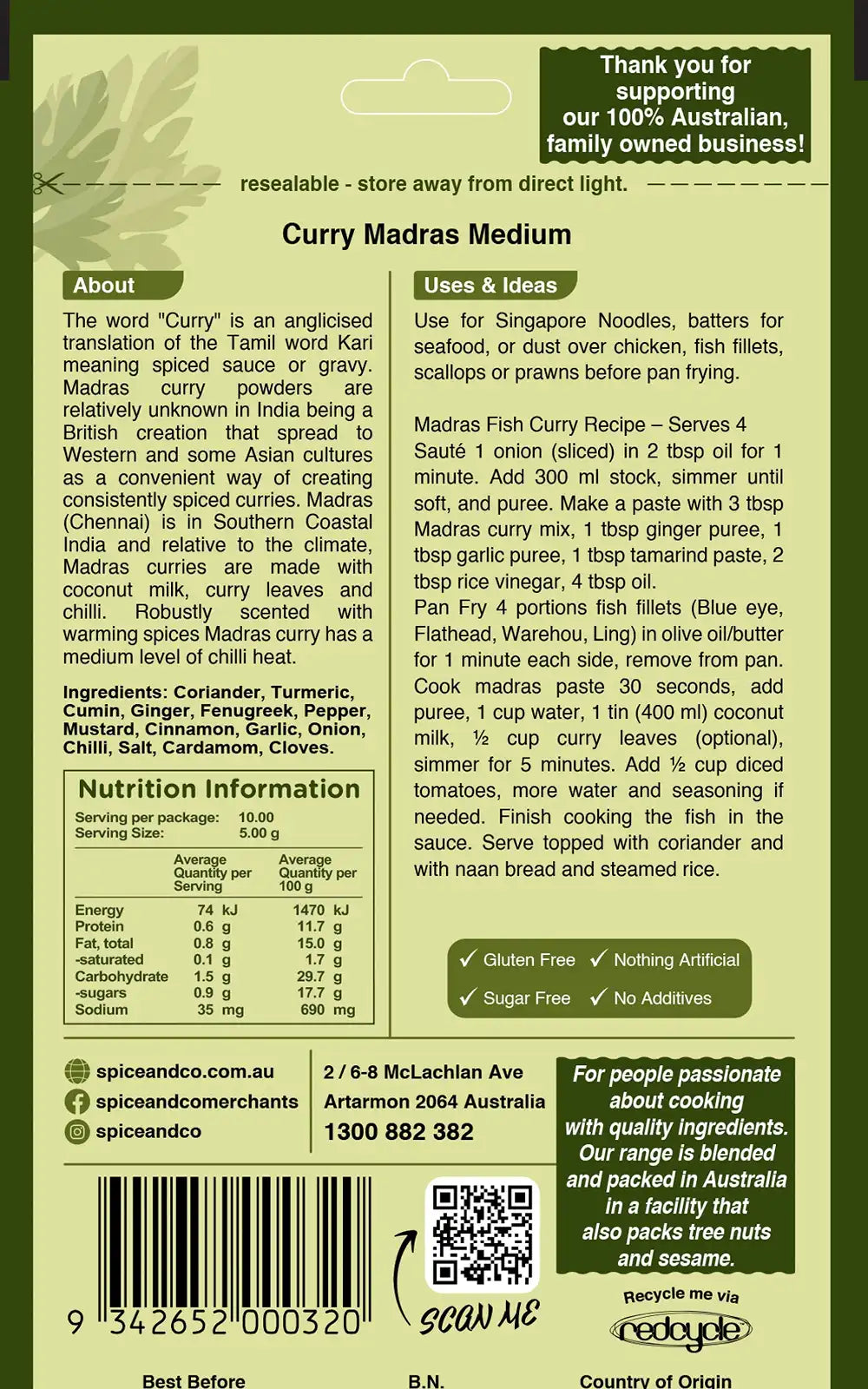 Curry - Madras Spice Mix 45g