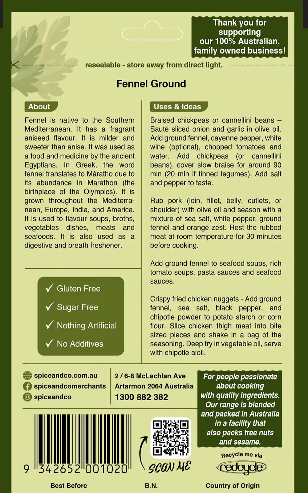 Fennel Seed Ground 50g