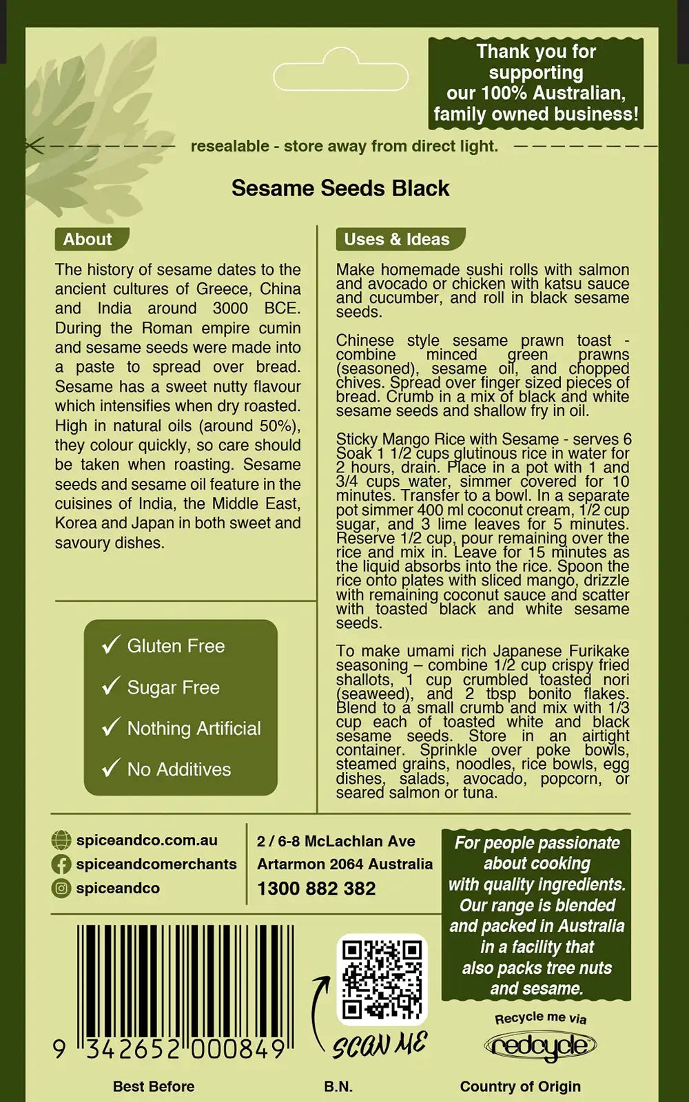 Sesame Seeds - Black 60g