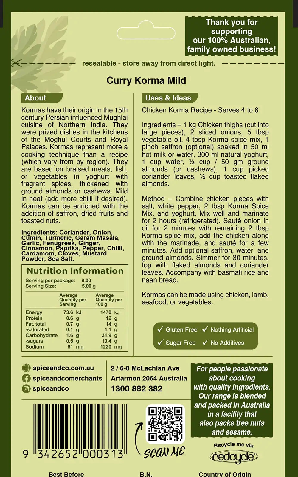 Curry - Korma Spice Mix 45g