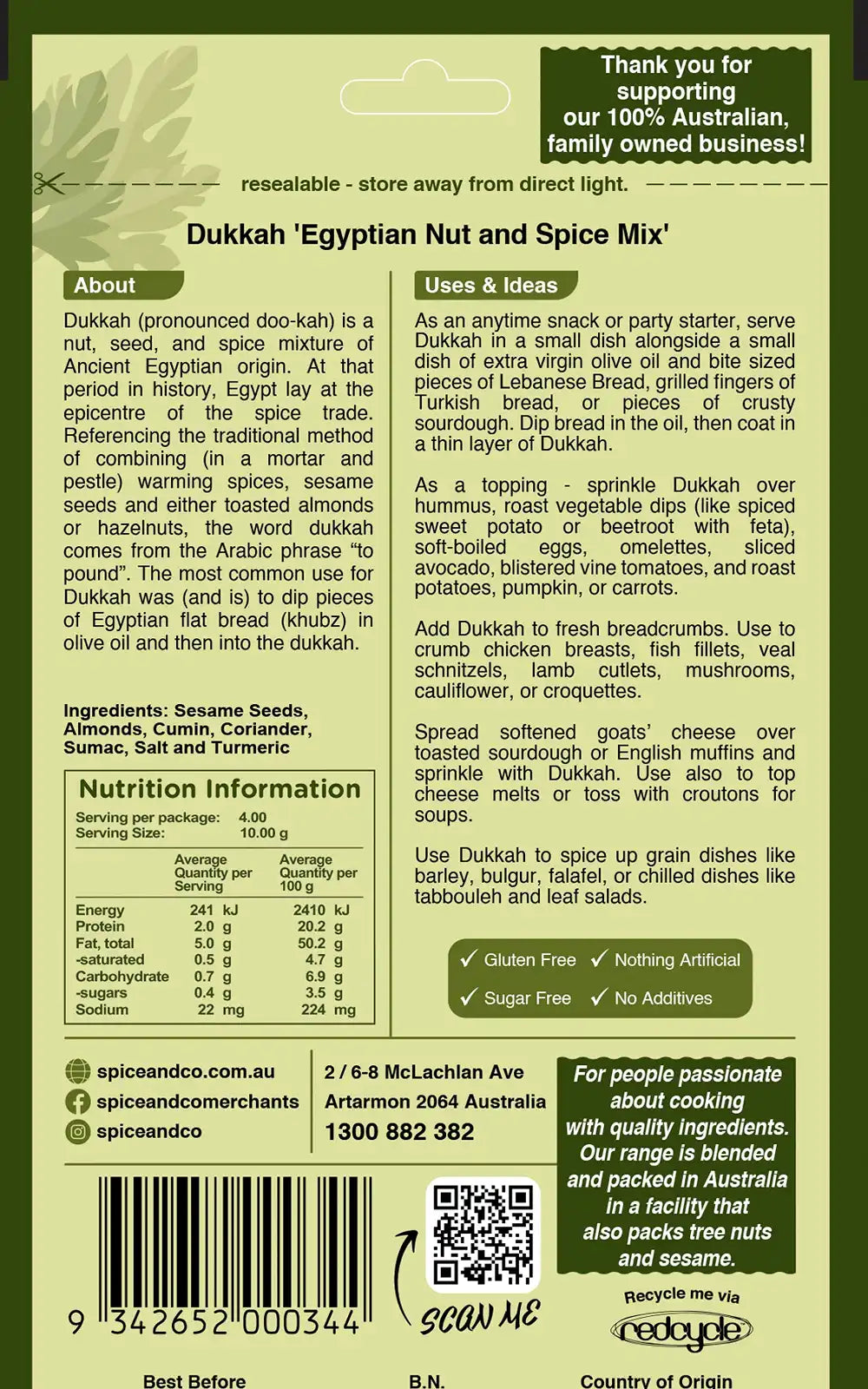 Dukkah - Egyptian Nut & Spice Mix 40g