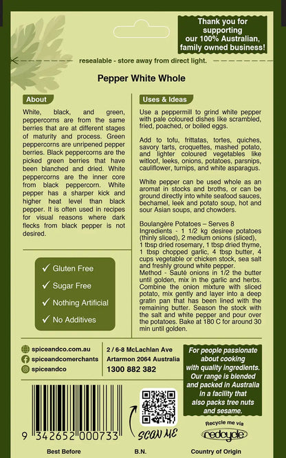 Peppercorns - White Whole 55g